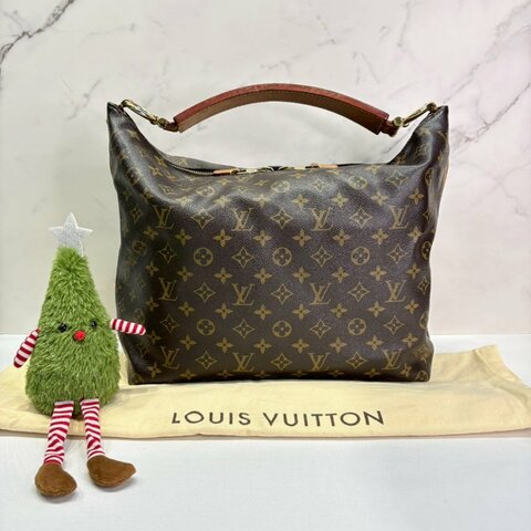 LV Sully MM老花帆布手提肩背包
