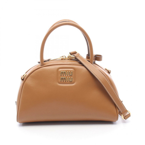 Miu Miu 棕色皮革單肩斜挎包，二手女款