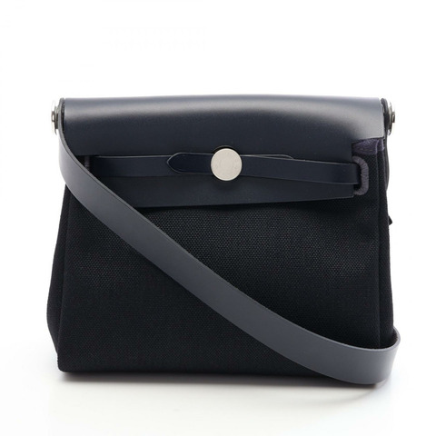 愛馬仕 Herbag Zip Mini 單肩包 086430CK 獵人皮帆布海軍藍二手 SHW