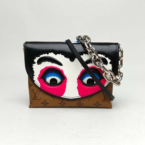 LOUIS VUITTON 拼色銀扣晶片山本寬齋臉譜系列鏈條包肩背包