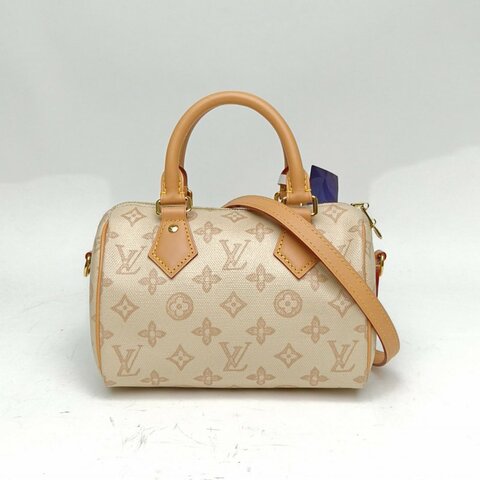 LOUIS VUITTON 白色帆布晶片speedy20周年限定肩背包