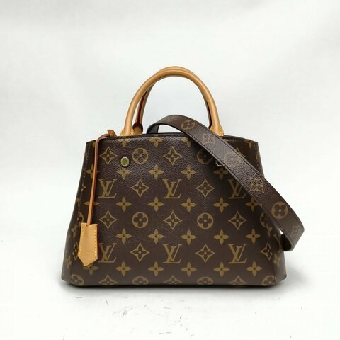 LOUIS VUITTON Montaigne蒙田BB老花PVC金扣肩背包