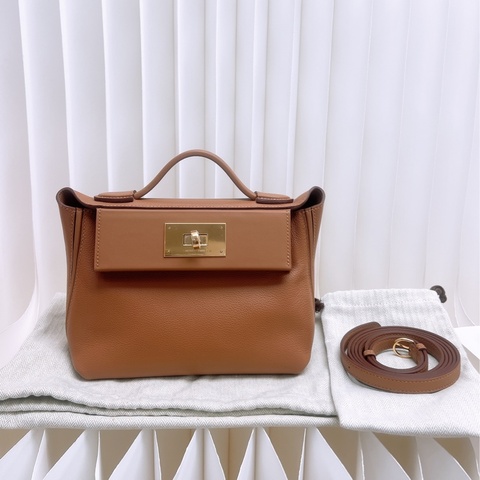 全新 Hermes mini 2424 金棕金釦 B刻