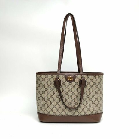 GUCCI 老花PVC金扣OphidiaGG徽標Tote托特包小號肩背包