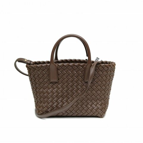 BOTTEGA VENETA 復古巧克力棕羊皮編織手提包新款肩背包