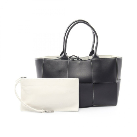 BOTTEGA VENETA Arco Maxi Intrecciato 手提包 652867 皮革 黑色 二手 女式