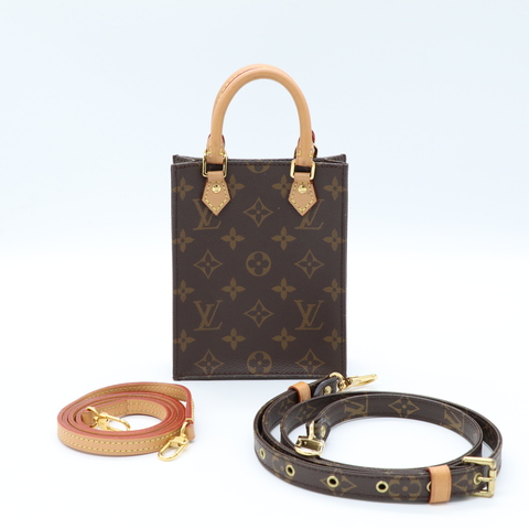 Louis Vuitton 路易威登 Petit Sac Plat 迷你 棕色花紋 PVC 手提包 琴譜包 斜挎包