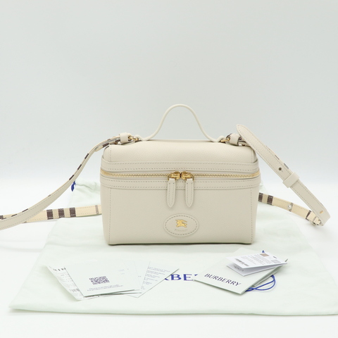 Burberry  Bloomsbury 米白 粒面 牛皮 化妝包 斜背包
