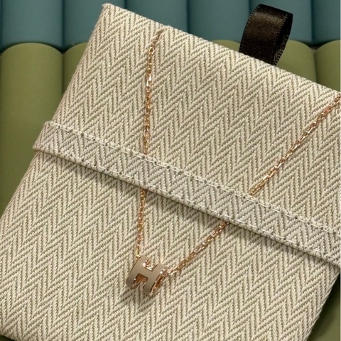 Hermes 愛馬仕 經典H mini pop項鏈/奶茶色玫瑰金/全新美品