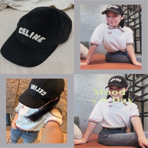 Celine 黑色棒球帽 卯釘字母