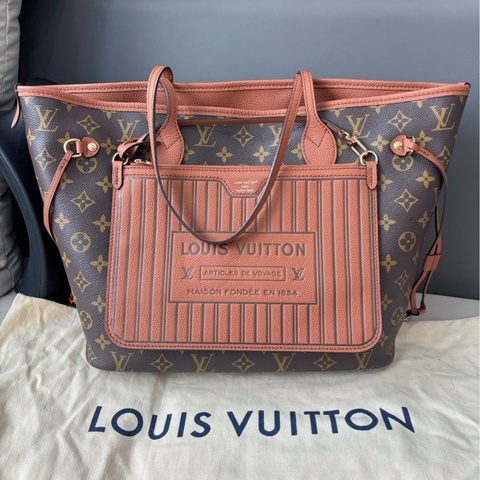 【全新品】Louis Vuitton 路易威登 LV 新款焦糖色雙面neverfull中號 芯片款托特包購物袋