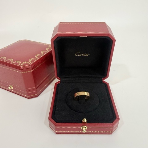 Cartier750玫瑰18k金單點鑽Love戒指