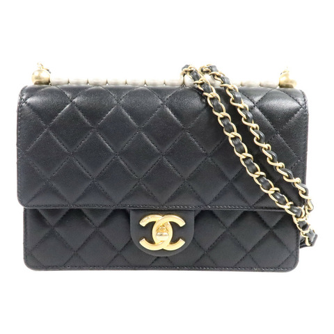 CHANEL 牛皮皮革Pearl Flap Bag鏈帶肩背袋