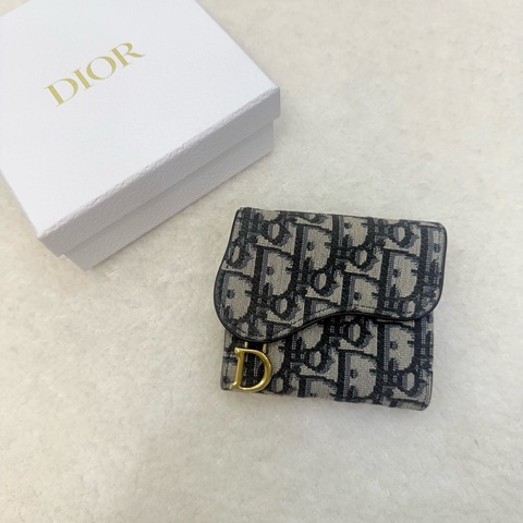 Dior藍堤花布Saddle louts短夾