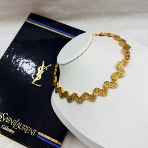 YSL 稀有 中古波浪紋鍍金項圈 I857
