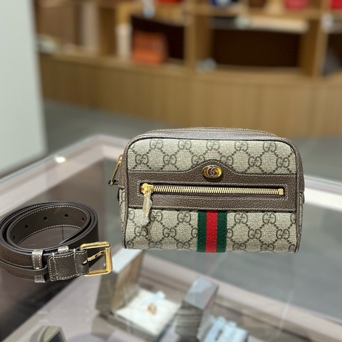 gucci古驰Ophidia系列老花复古腰包腰带