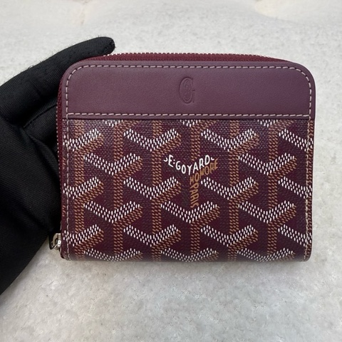 Goyard 酒紅色帆布MATIGNON PMㄇ拉短夾