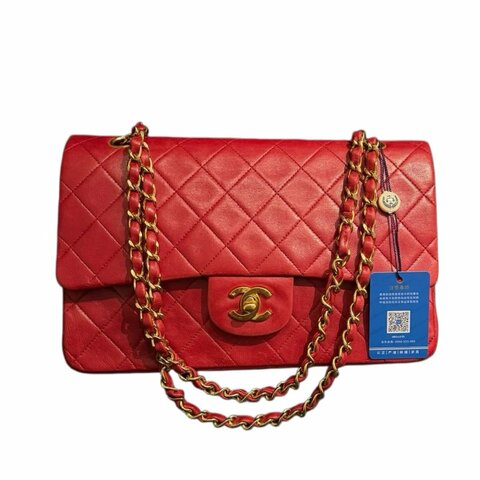 Chanel香奈兒菱格紋雙C扣鏈條包