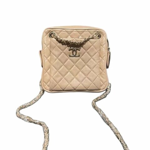 Chanel香奈兒雙C logo菱格紋迷你鏈條肩背包