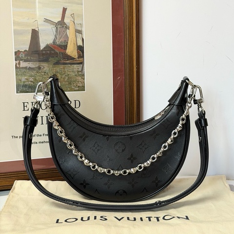 Louis Vuitton 路易威登 黑色Loop月亮包肩背包腋下包斜挎包