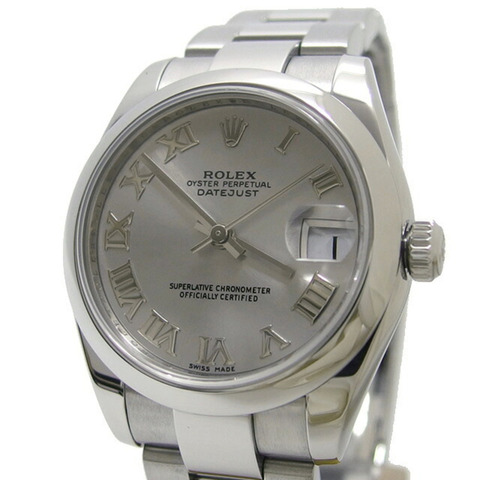 勞力士 Datejust 灰色羅馬數字錶盤，序號 178240 M，銀色錶盤
