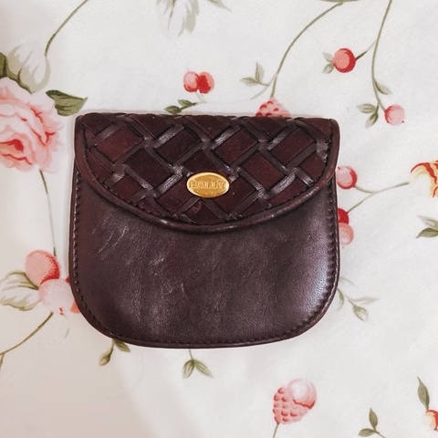 Bally Vintage 酒紅色麂皮編織零錢包Coin Purse / Compact Wallet