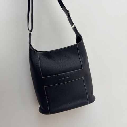 Hermes 愛馬仕 Good news黑銀 框L刻 TC皮
