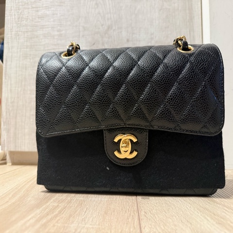 Chanel Caviar 23cm 牛皮金扣晶片款，經典23cm 經典款