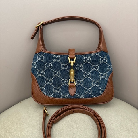 GUCCI 古馳 1961 mini牛仔丹寧腋下包