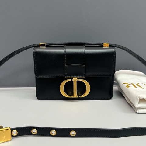 Dior迪奧 黑金全皮mini蒙田30 MONTAIGNE單肩斜挎包
