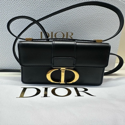 Dior迪奧 黑金全皮mini蒙田30 MONTAIGNE單肩斜挎包