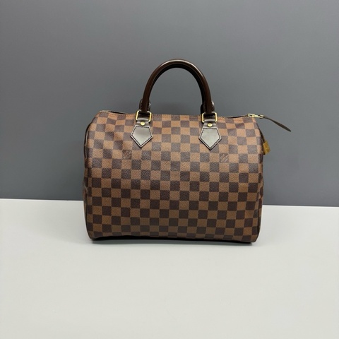 LV路易威登 棕棋盤格speedy30手提款波士頓包