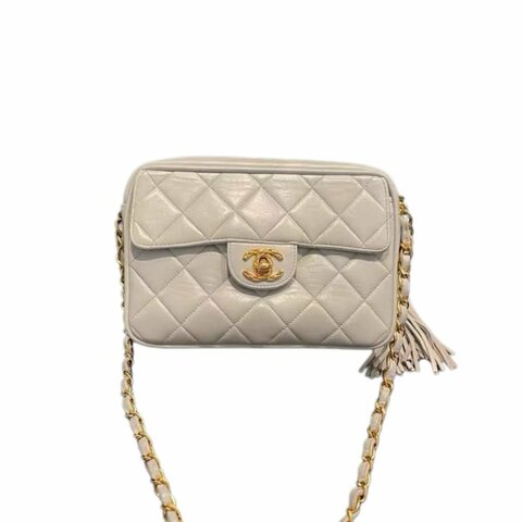 Chanel香奈兒菱格紋雙C扣鏈條相機包