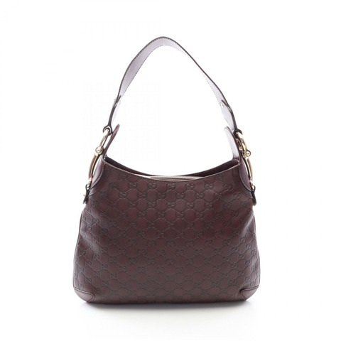 GUCCI 馬銜扣 Guccissima 單肩手提包 145826 皮革 棕色 二手 女士