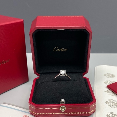 Cartier卡地亞 Pt950鉑金鑽石戒指 51碼，1.05克拉鑽