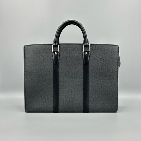 Louis Vuitton 路易威登 黑灰十字紋全皮手提公文包 41*30 缺 肩帶