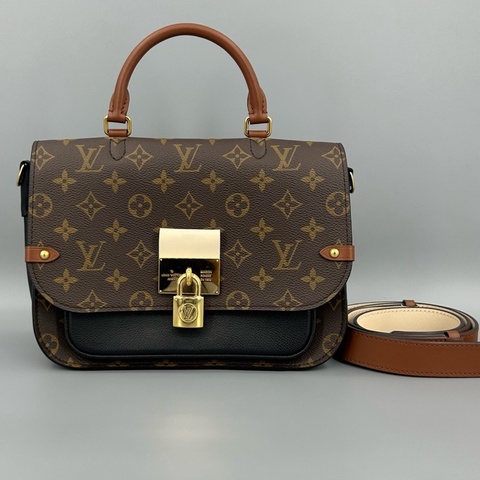 Louis Vuitton 路易威登 經典老花拼黑鎖頭郵差包 尺寸26*18