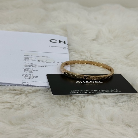 Chanel 香奈兒 cocorush 經典寬版菱格紋手鐲 18k玫瑰金，S碼，25年單證書