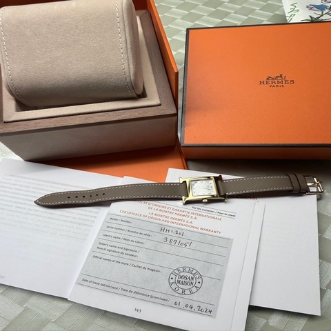 HERMES✨Heure H腕錶 HH1.201手錶手表 大象灰 金 B刻
