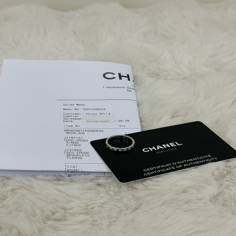 Chanel 香奈兒 cococrush 香奈兒白金滿鑽 窄版滿鑽戒指51碼 25年 有copy購證有卡