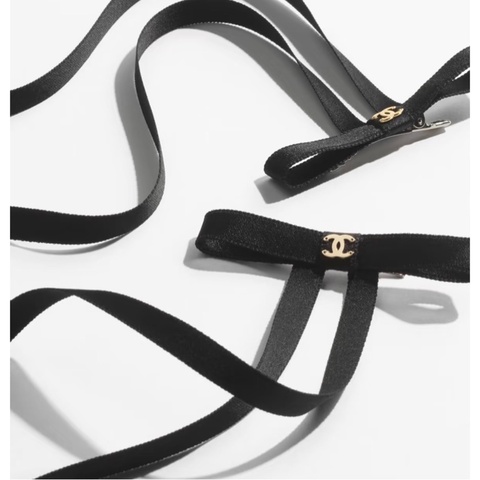 chanel 蝴蝶結 髮夾 一對 全新 經典雙C 一組 髮飾