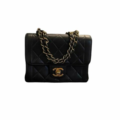 Chanel香奈兒黑金戴妃方胖子鏈條包