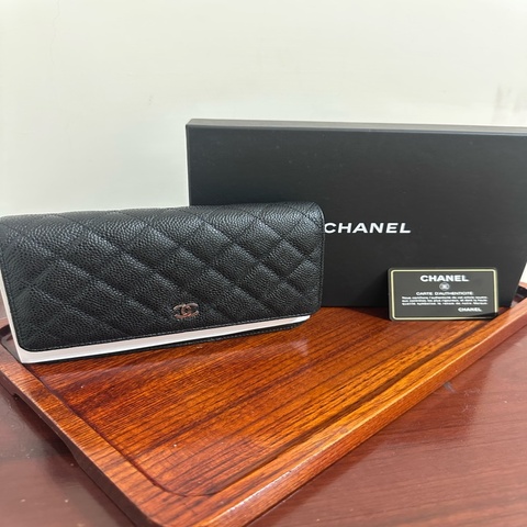 Chanel woc 經典黑色菱格紋荔枝牛皮