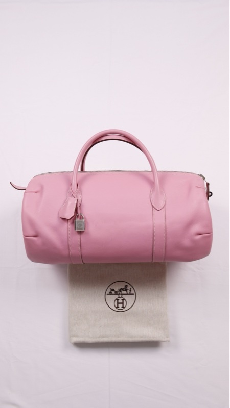 Hermes Polochon 30樱花粉枕头波士顿手提包