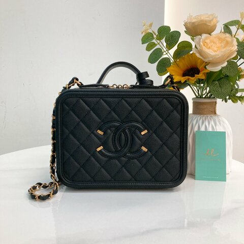 MS0796 Chanel 香奈兒中號化妝鍊帶包包 Filigree Vanity Case Chain Bag Medium Caviar Black x GHW