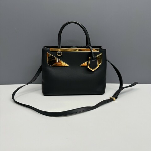 Fendi 黑金全皮2jours小怪獸手提斜背包