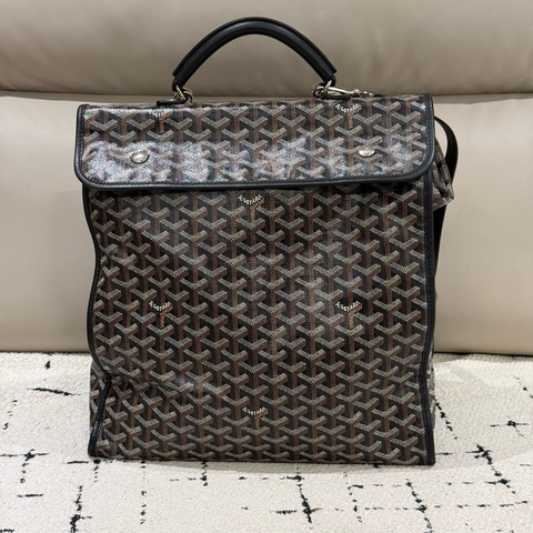 戈雅 Goyard 黑色老花雙肩包 內里招財黃 底長33男女同款