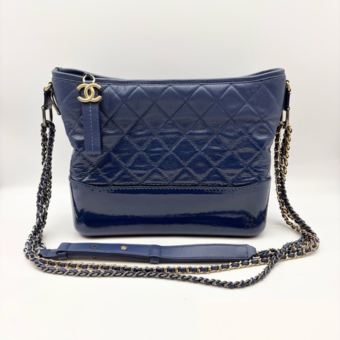 Chanel 香奈兒 藍色中號流浪包 25開無卡 尺寸:27*22*9cm