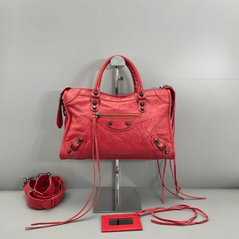 97新 二手Balenciaga巴黎世家機車包紅色