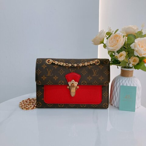 MS0790 Louis Vuitton 路易威登 經典鏈條單肩包  紅色老花 Cherry Victoire Bag 25cm Canvas Monogram x GHW